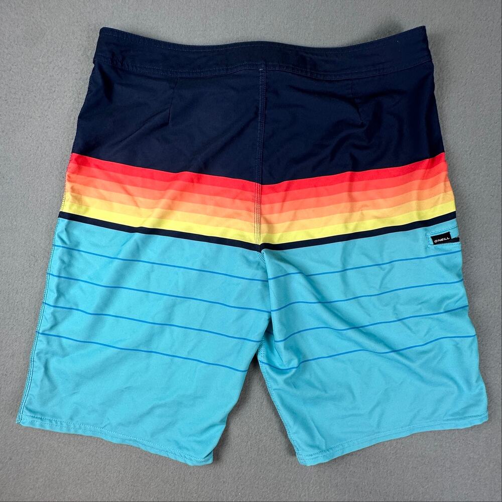 O’Neill Hyperfreak Boardshorts 34 Striped Surf Swim Trunks Stretch - Picture 5 of 6